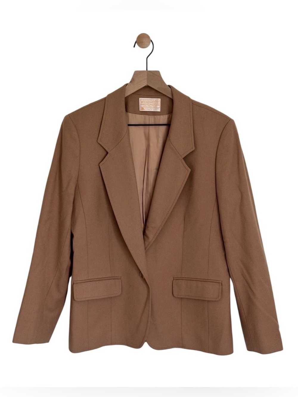 Vintage Pendleton 100% Virgin Wool Tan Blazer Size 14